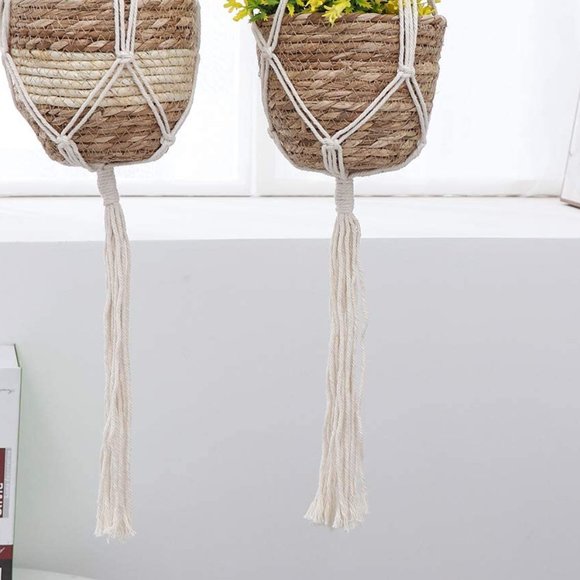 Bohemian Braided Plant Holder Hippie Outdoor/Indoor/Living Room/Dorm Decor - Picture 3 of 10